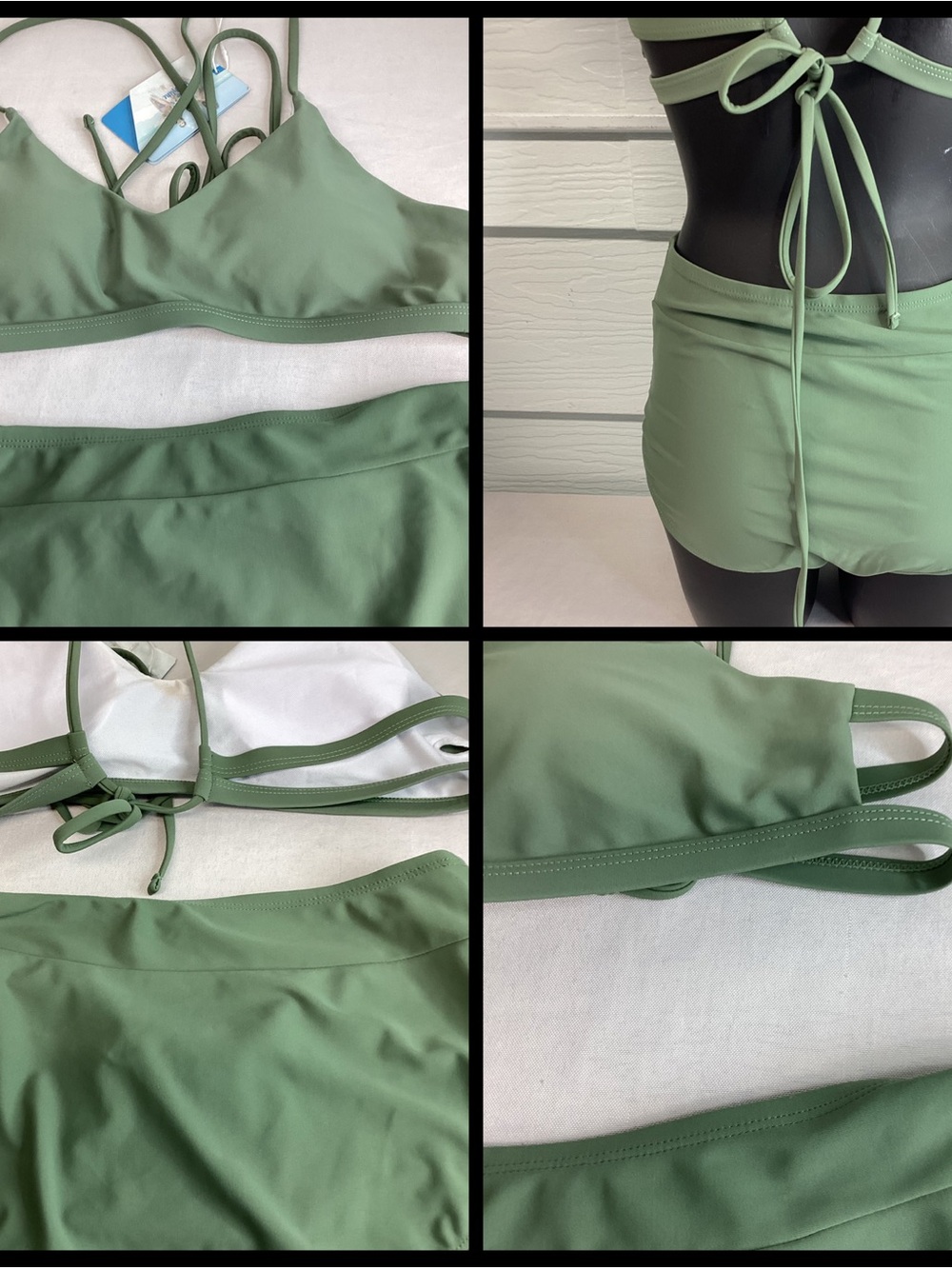 Women's High-Waist Bikini Set in Sage Green.62 - Picture 3 of 5
